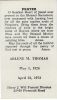 Arlene Thomas funeral card