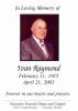 Ivan Raymond funeral card